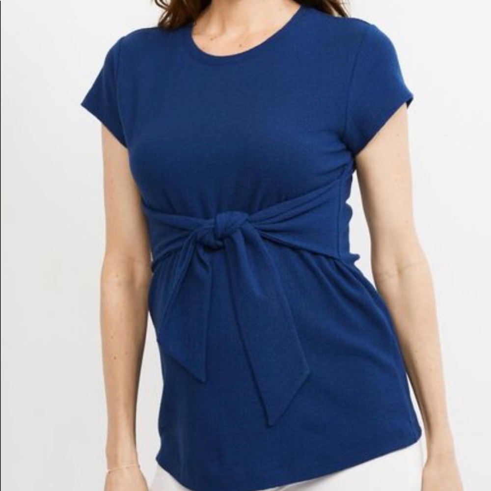 Tie front textured maternity top